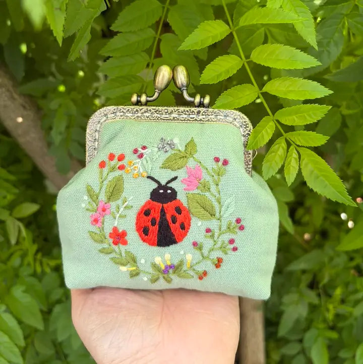 Ladybug Embroidered Coin Purse