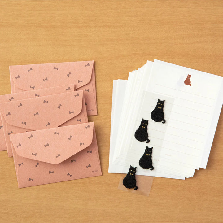 Letter Set with Stickers - Black Cat