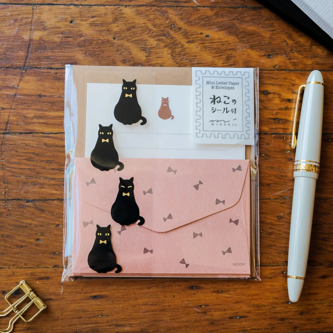 Letter Set with Stickers - Black Cat