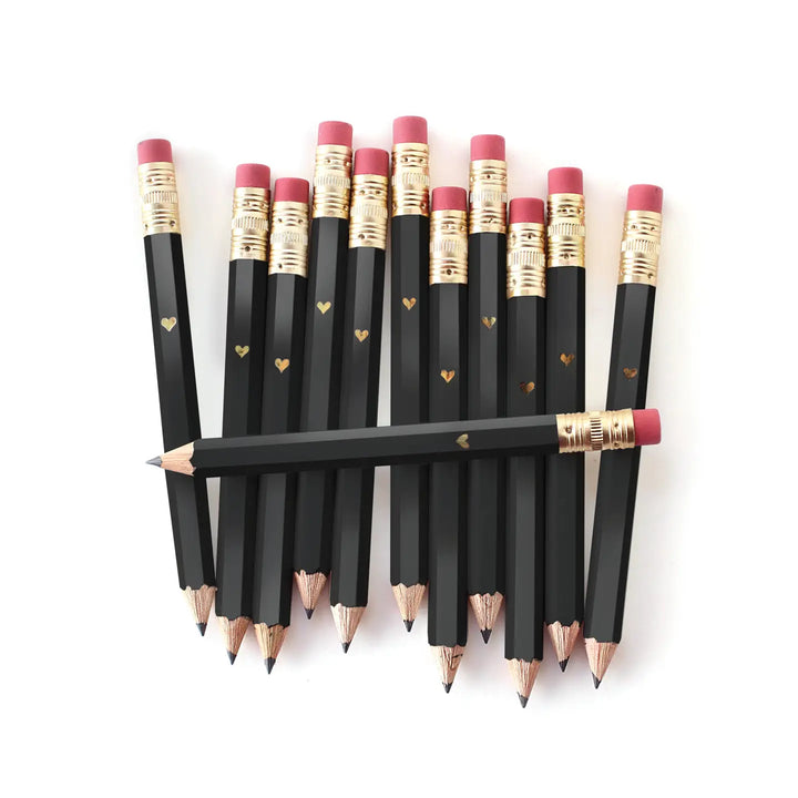 Gold Heart Mini Pencils