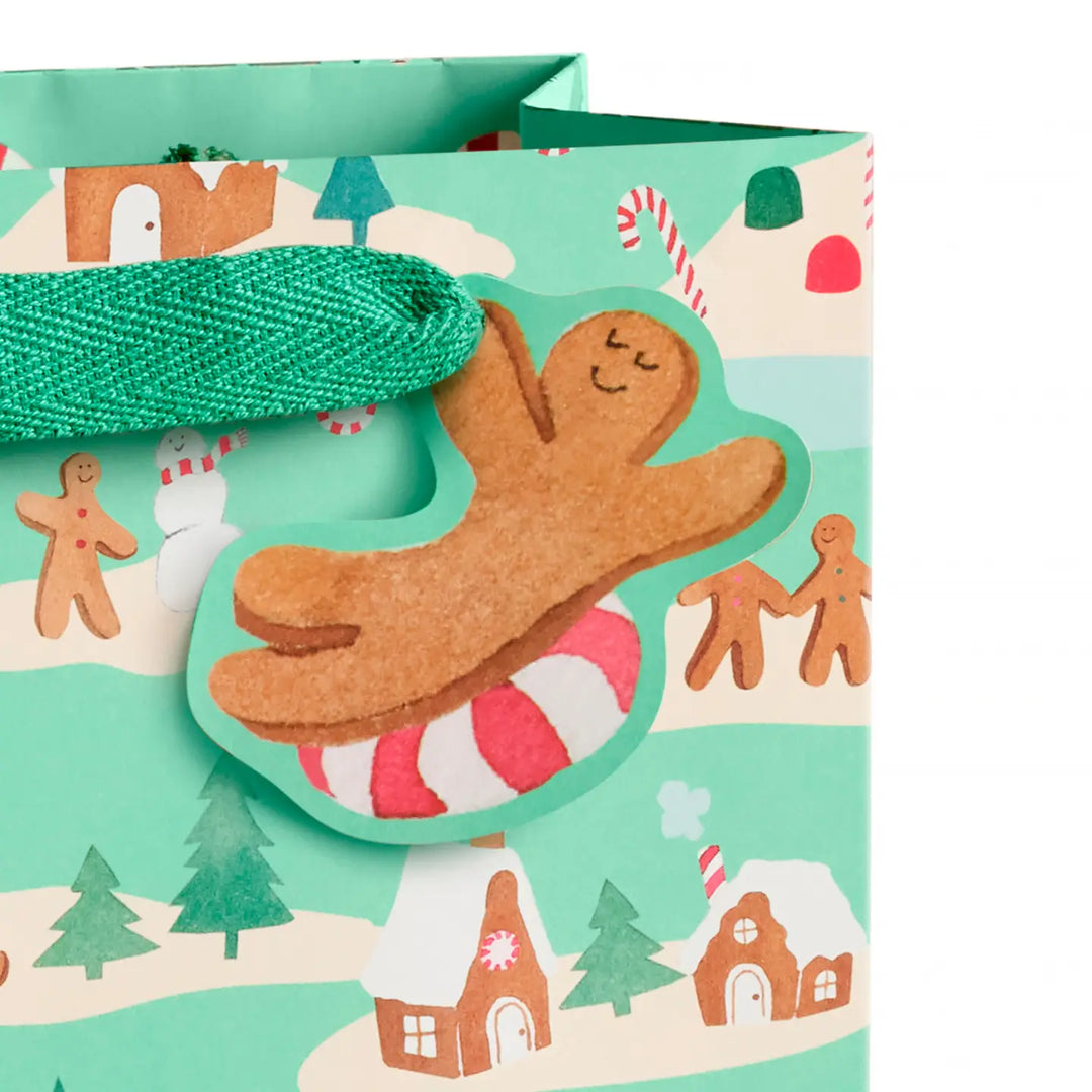 Mint Gingerbread Village Medium Gift Bag