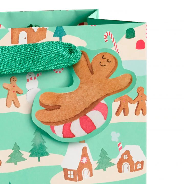 Mint Gingerbread Village Medium Gift Bag