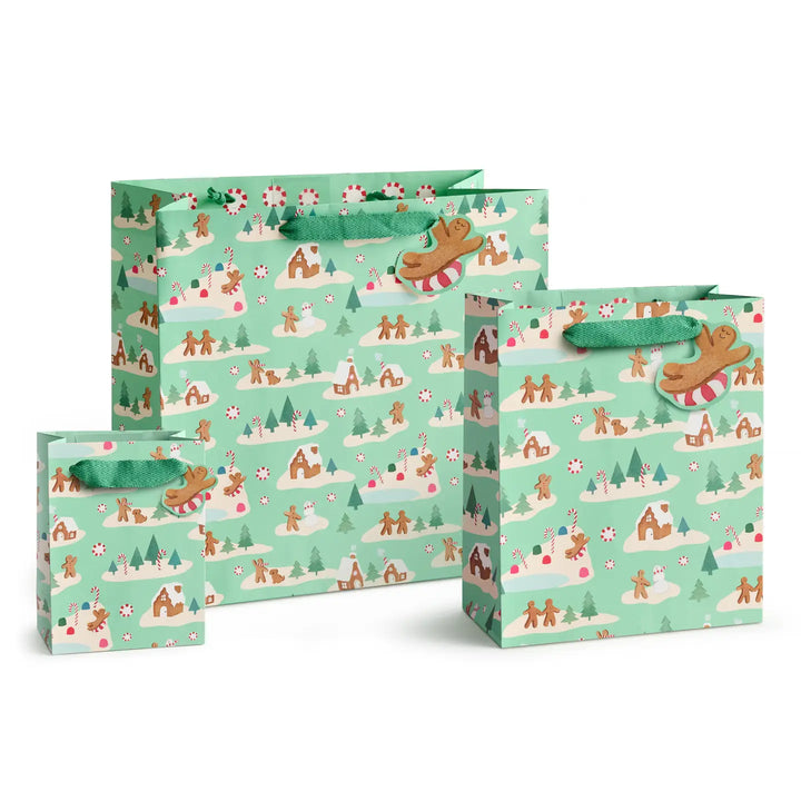 Mint Gingerbread Village Medium Gift Bag