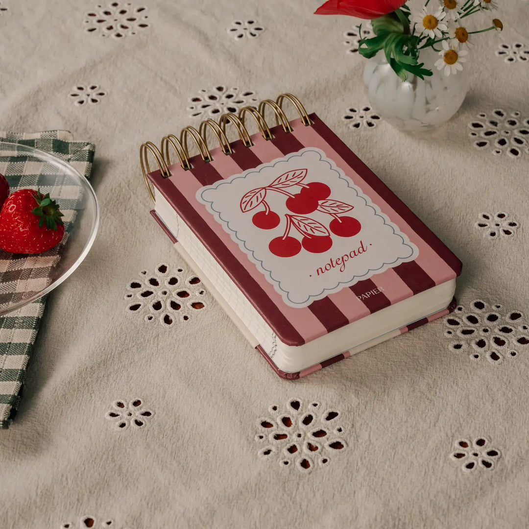 Chunky A6 Hardcover Spiral Notepad - Very Cherry