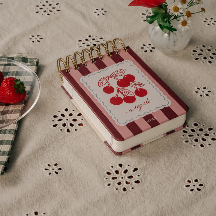 Chunky A6 Hardcover Spiral Notepad - Very Cherry