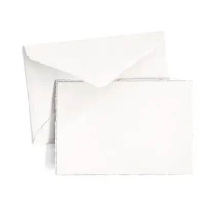 Original Crown Mill Classic Laid Deckle Edge Small Note Card Gold Box
