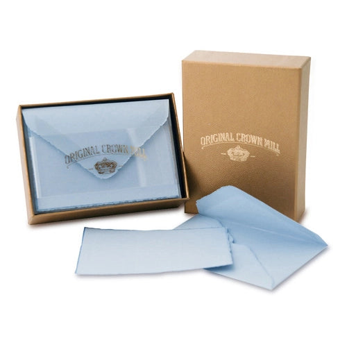 Original Crown Mill Classic Laid Deckle Edge Small Note Card Gold Box