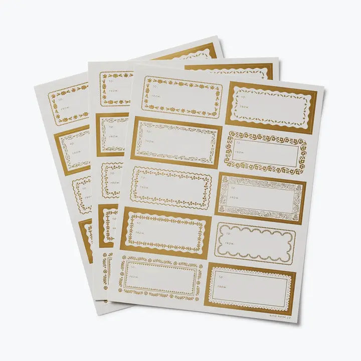 Gold Floral Stickers & Labels (Pack of 3)
