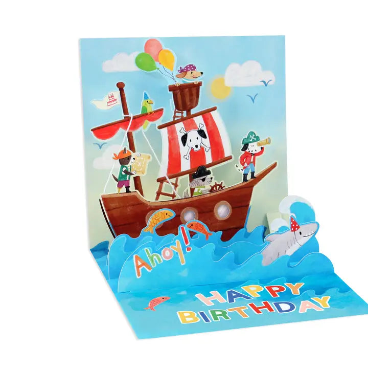 Pirate Dogs Birthday Treasures Pop-up Card