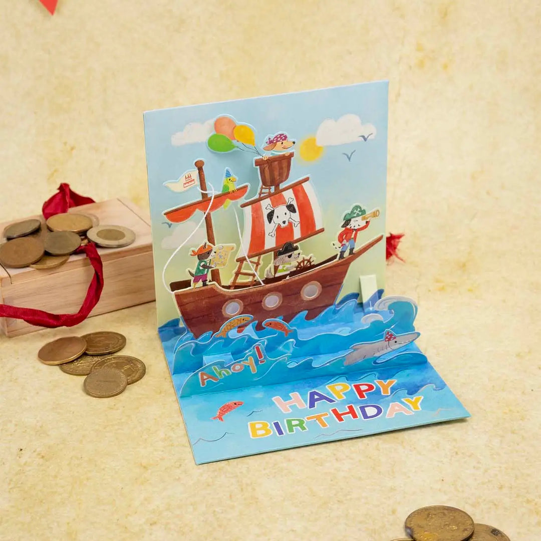 Pirate Dogs Birthday Treasures Pop-up Card