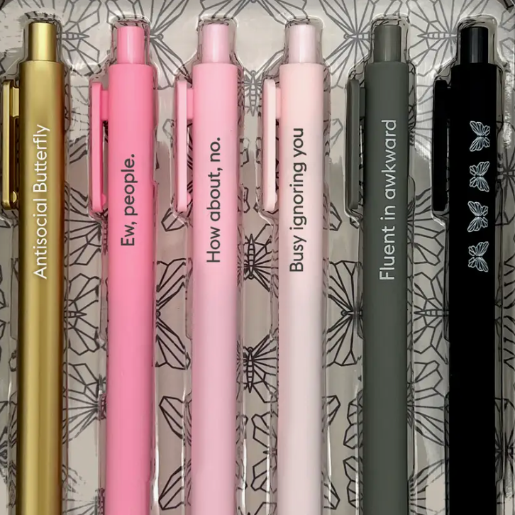 Antisocial Butterfly Quotable Gel Pens