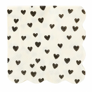 Black and Cream Heart Paper Napkin