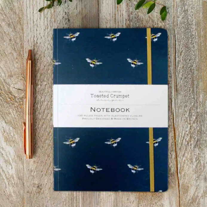 Bees Noir A5 Lined Notebook