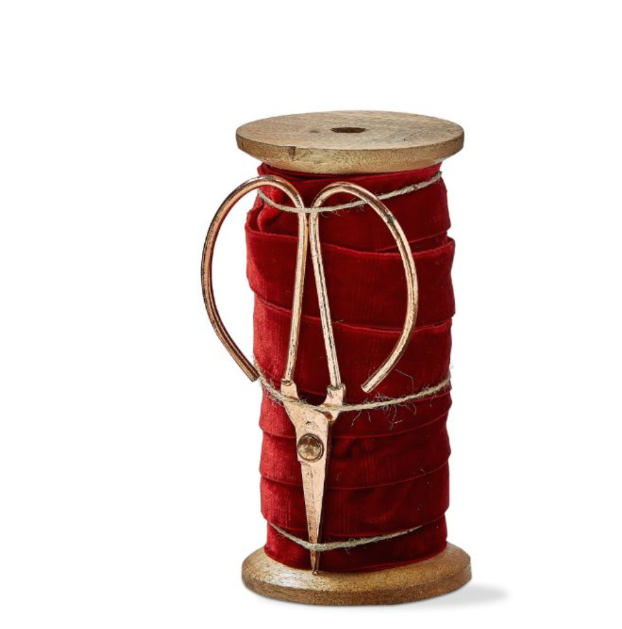 Velvet Ribbon with Spool and Scissors