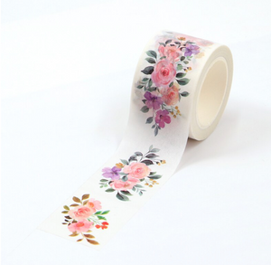 Pink Watercolor Florals Washi Tape