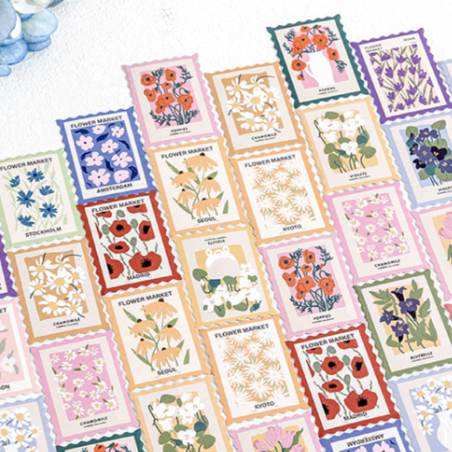 Flower Post Office Stickers (Pack of 45)