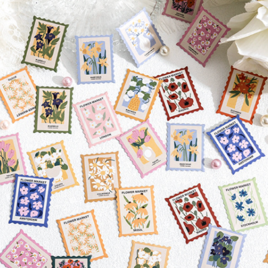 Flower Post Office Stickers (Pack of 45)