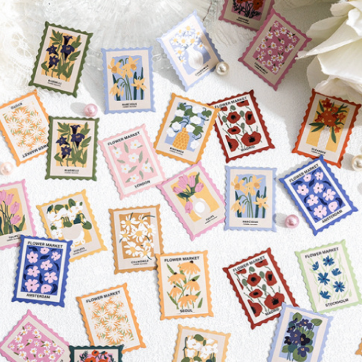 Flower Post Office Stickers (Pack of 45)