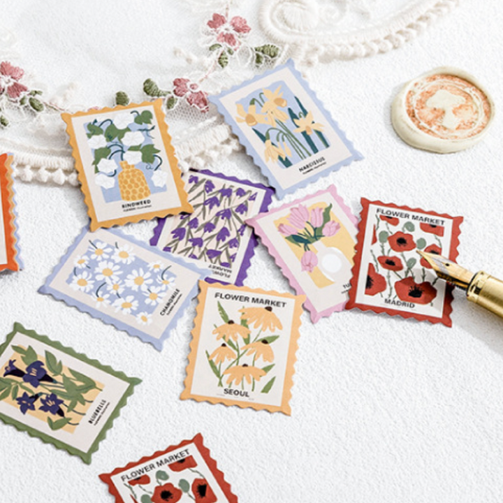 Flower Post Office Stickers (Pack of 45)
