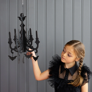 Mystical Black Glittered Hanging Chandelier