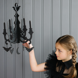 Mystical Black Glittered Hanging Chandelier