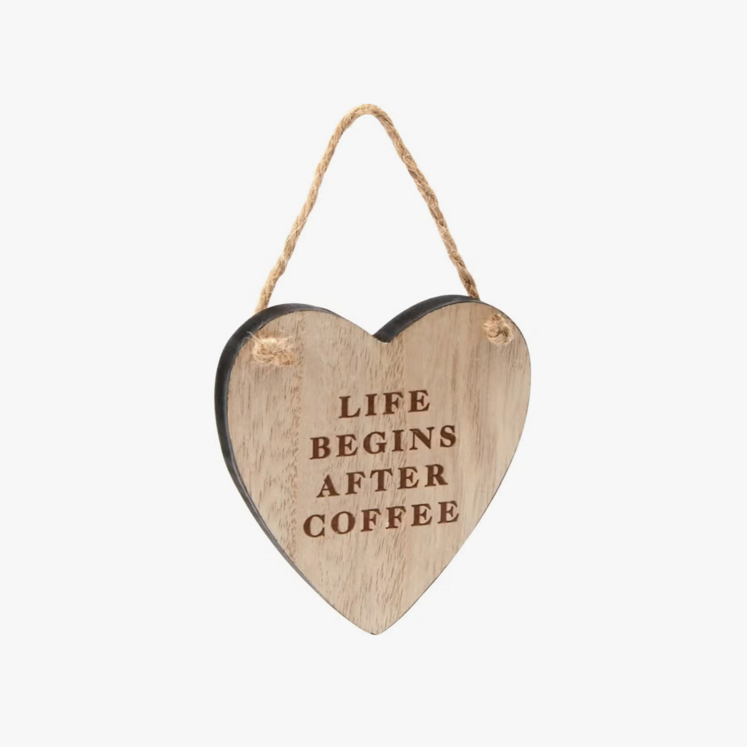 Life Begins After Coffee Wooden Heart Hanger