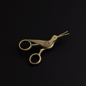 Embroidery Crane Interactive Scissors Enamel Pin