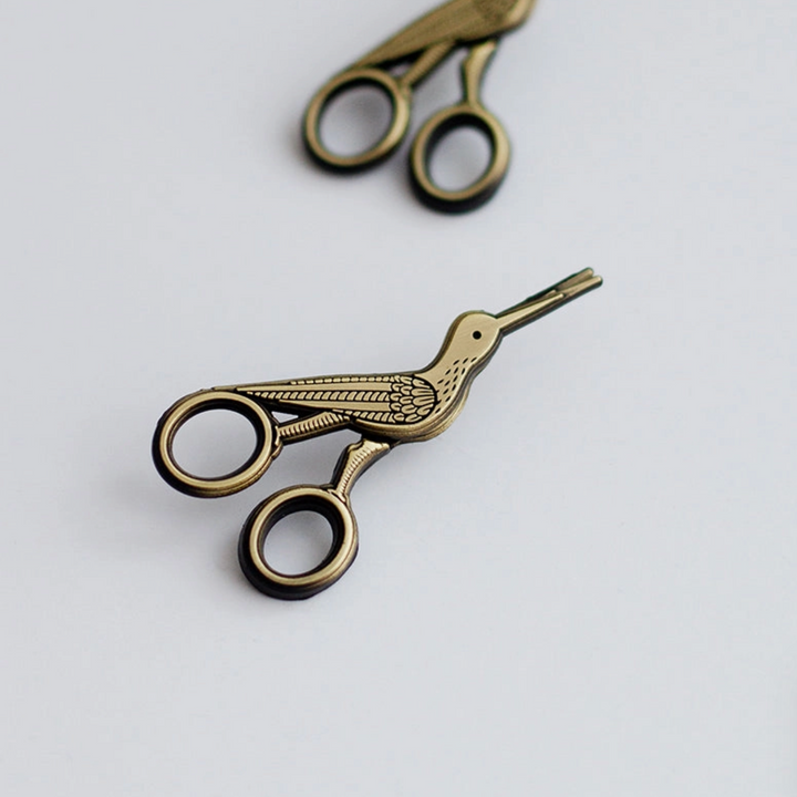 Embroidery Crane Interactive Scissors Enamel Pin