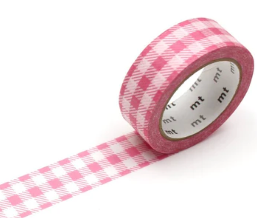 Stripe Checkered Pink Washi Tape