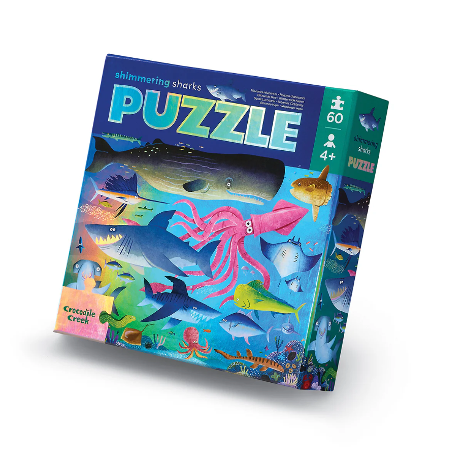 Shimmering Sharks 60-Piece Holographic Foil Puzzle