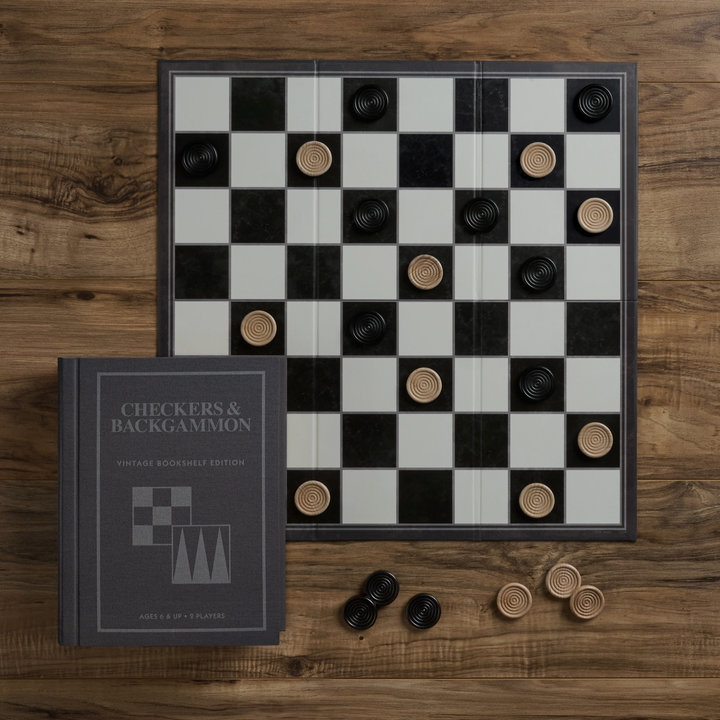 Checkers & Backgammon Vintage Bookshelf Edition