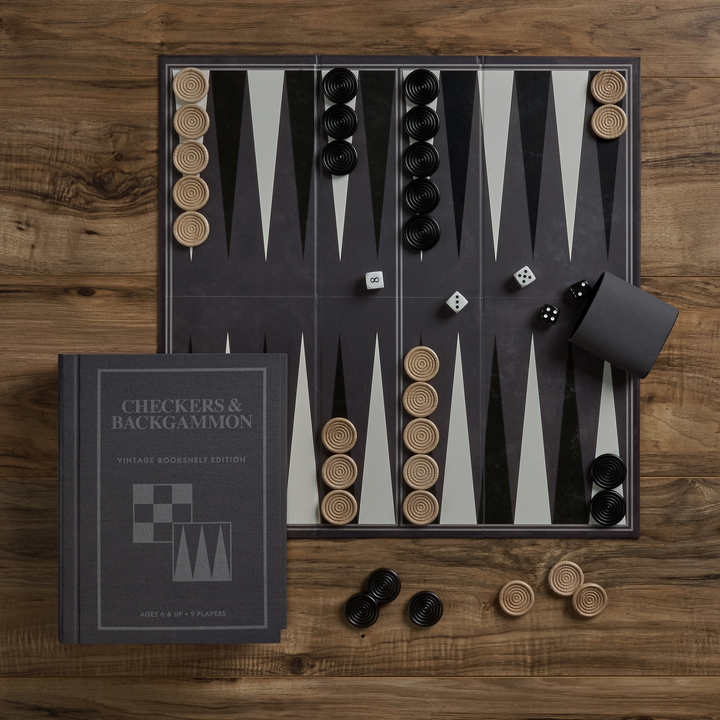 Checkers & Backgammon Vintage Bookshelf Edition