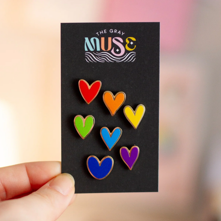 Mini Rainbow Hearts (7) Enamel Pin Collection