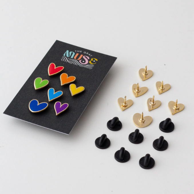 Mini Rainbow Hearts (7) Enamel Pin Collection