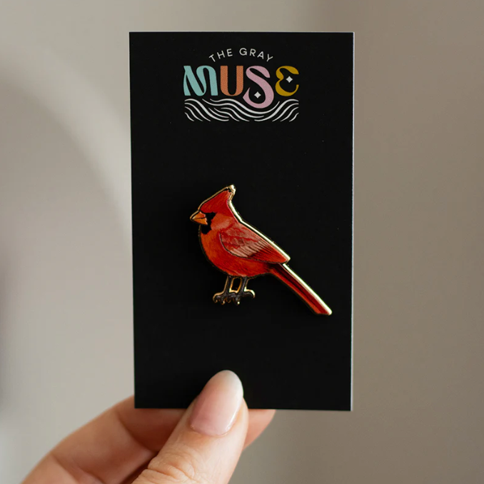 Northern Red Cardinal Bird Enamel Pin