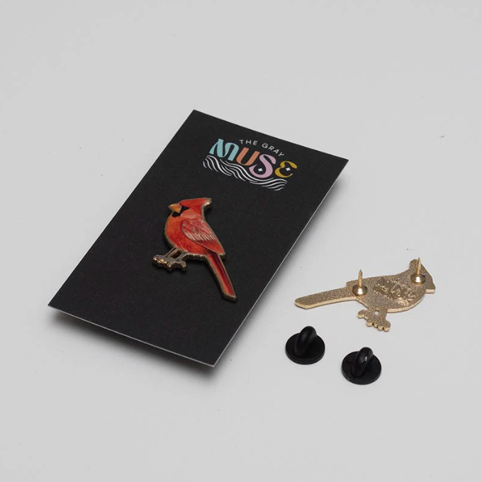 Northern Red Cardinal Bird Enamel Pin