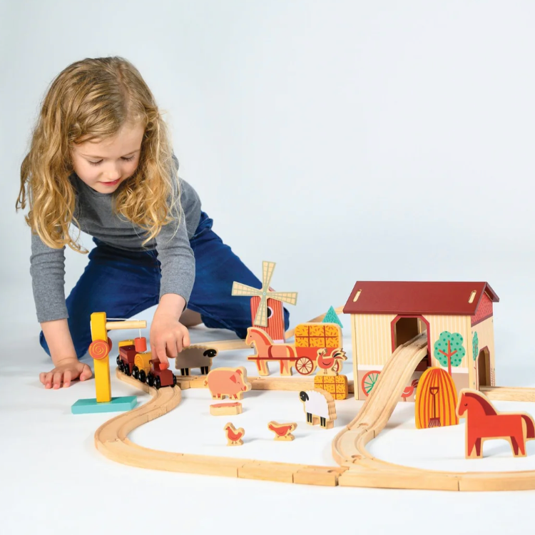 Wooden Farmyard Train Set
