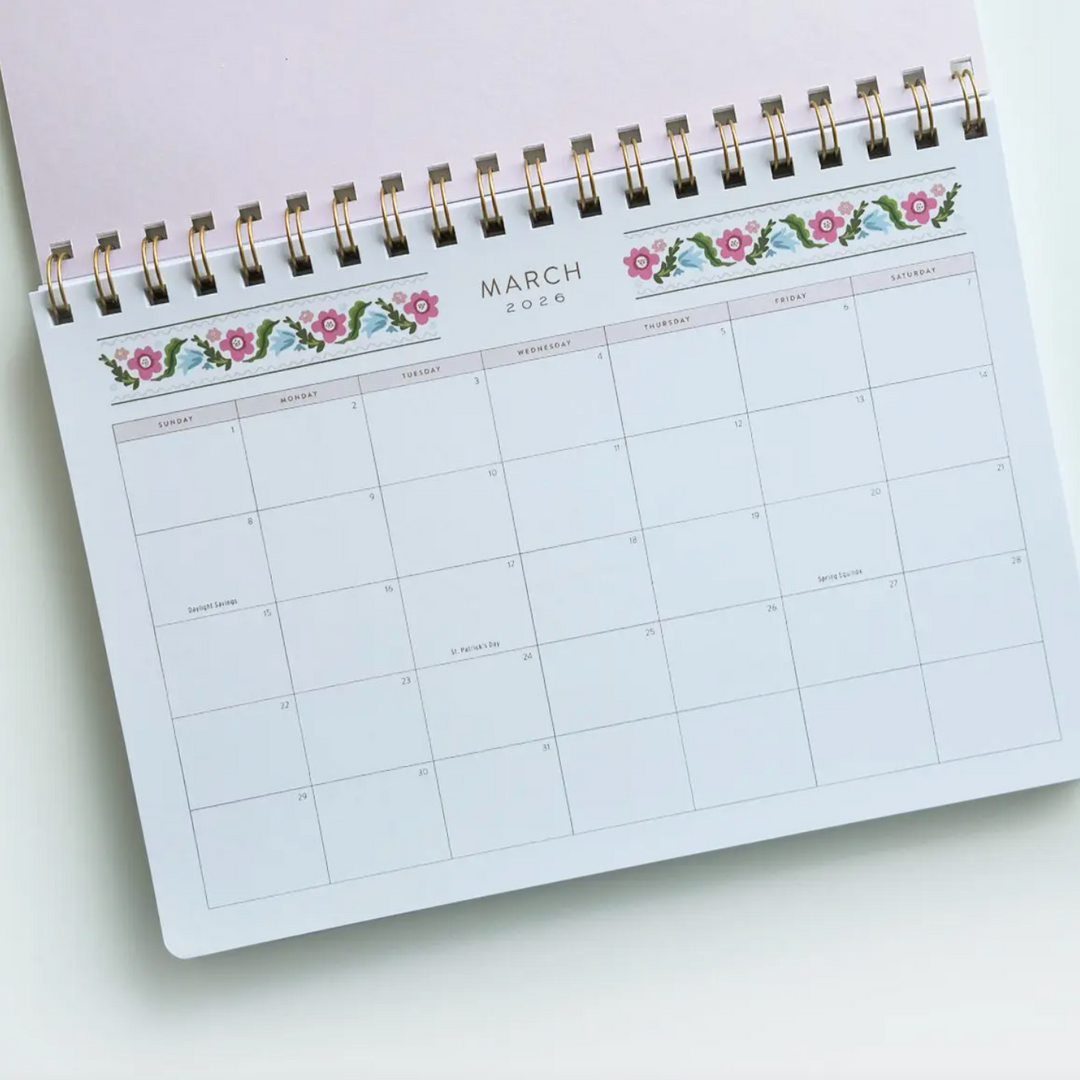 Block Print Desktop Planner (Jan-Dec 2026)