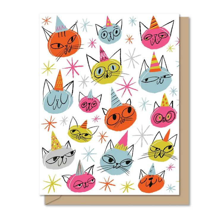 Cats in Birthday Hats Tri-Fold Card