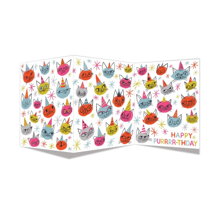 Cats in Birthday Hats Tri-Fold Card