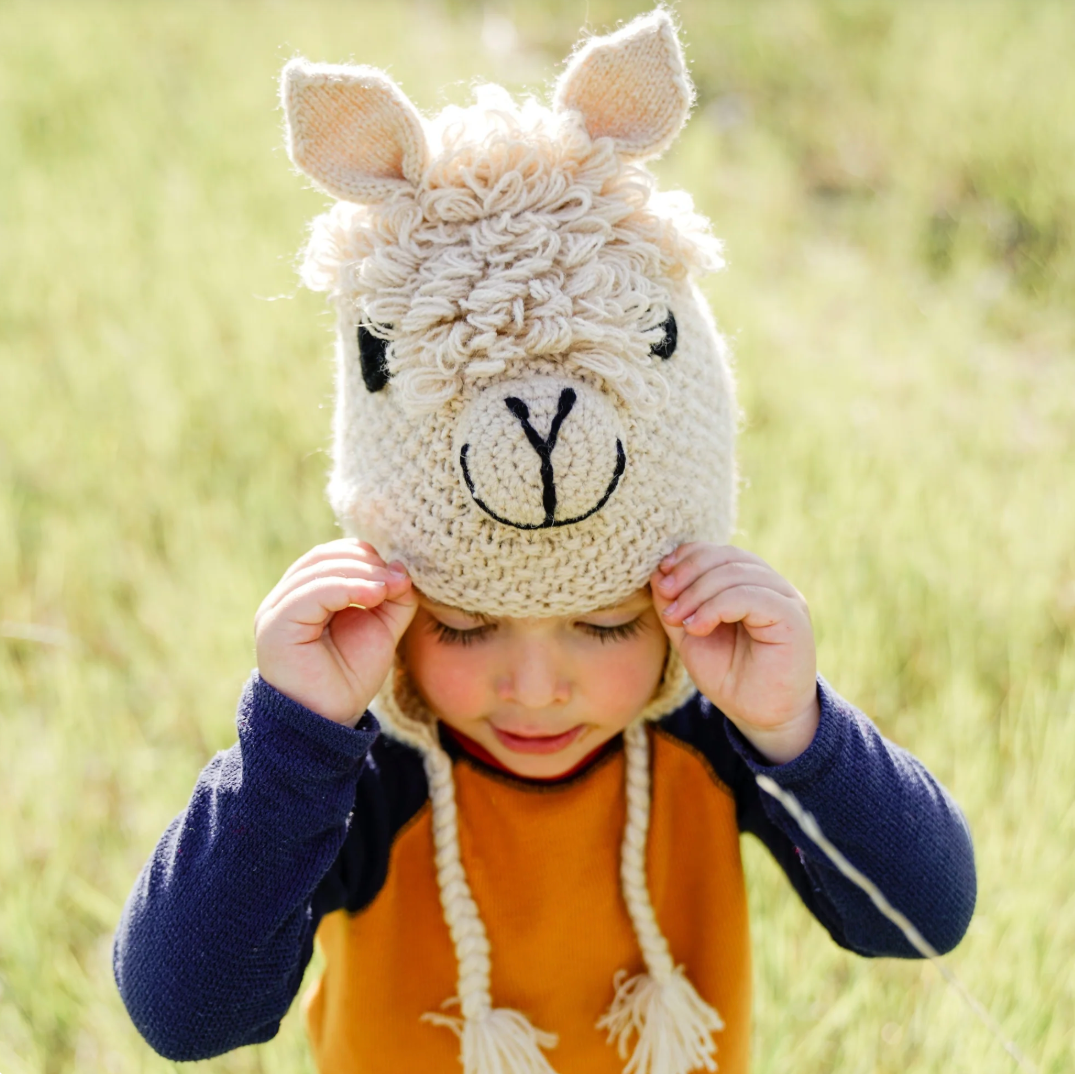 Kids Knitted Animal Hat - Alpaca