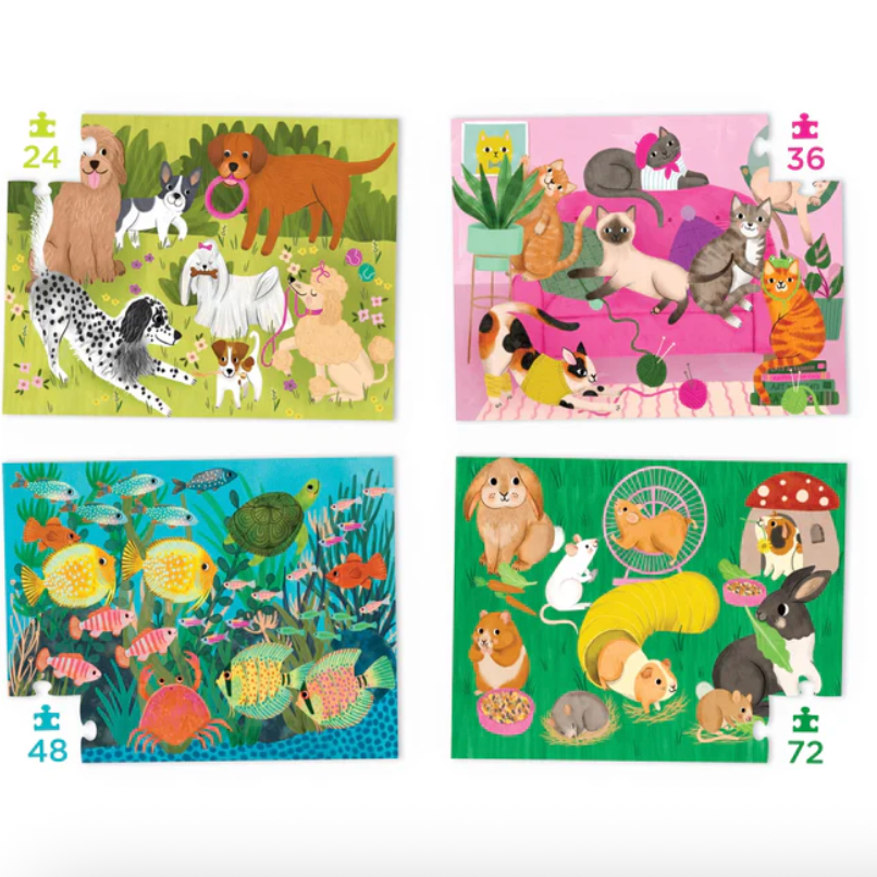 Four Puzzles to Grow On - Playful Pets