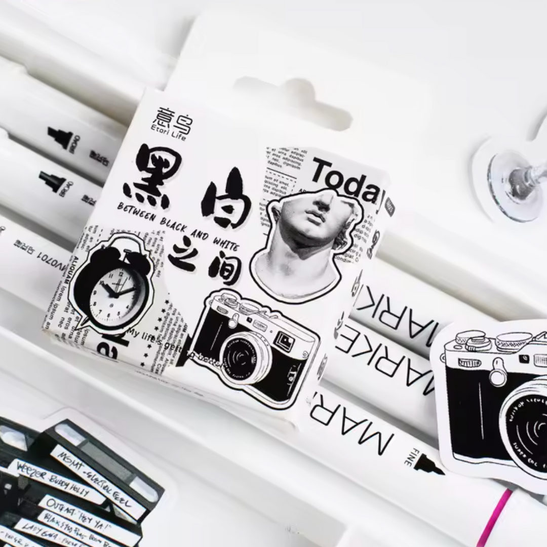 Between Black & white Stickers (Pack of 45)