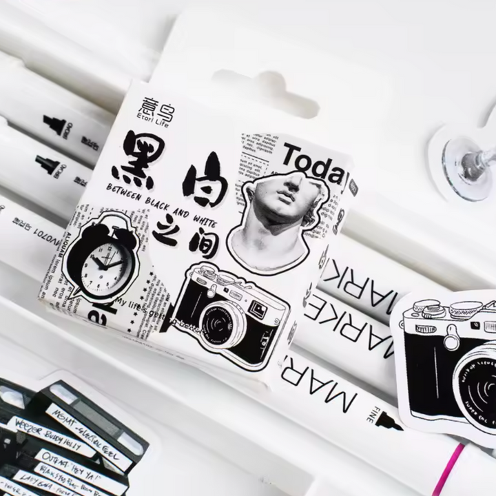 Between Black & white Stickers (Pack of 45)