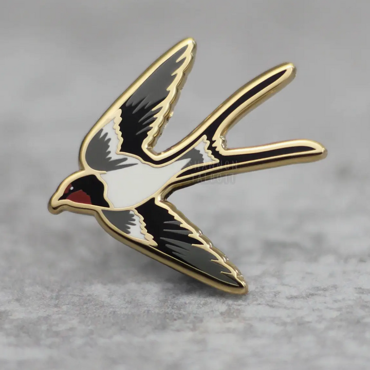Swallow Bird Nature Sparrow Goth Enamel Pin