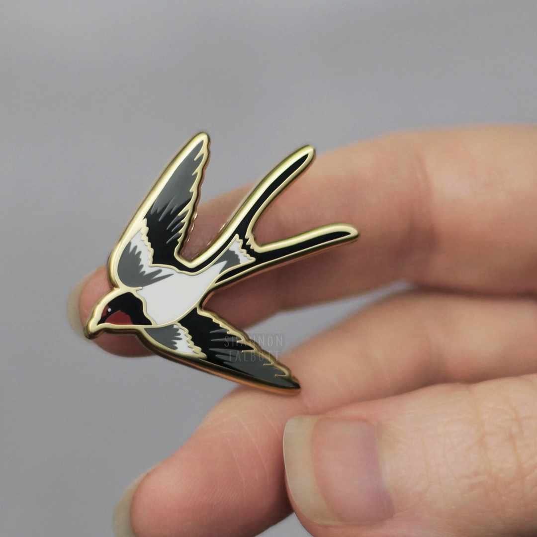 Swallow Bird Nature Sparrow Goth Enamel Pin