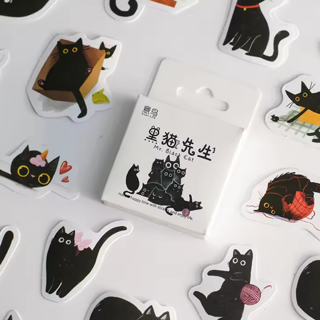 Mr. Black Cat Stickers (Pack of 45)