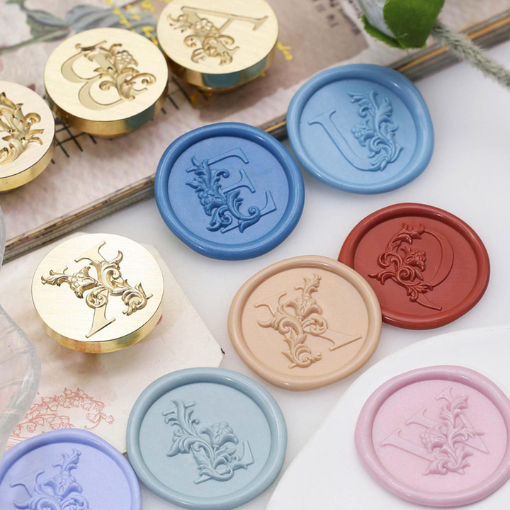 Wax Seal Stamp - Floral Round Alphabet (A-Z)