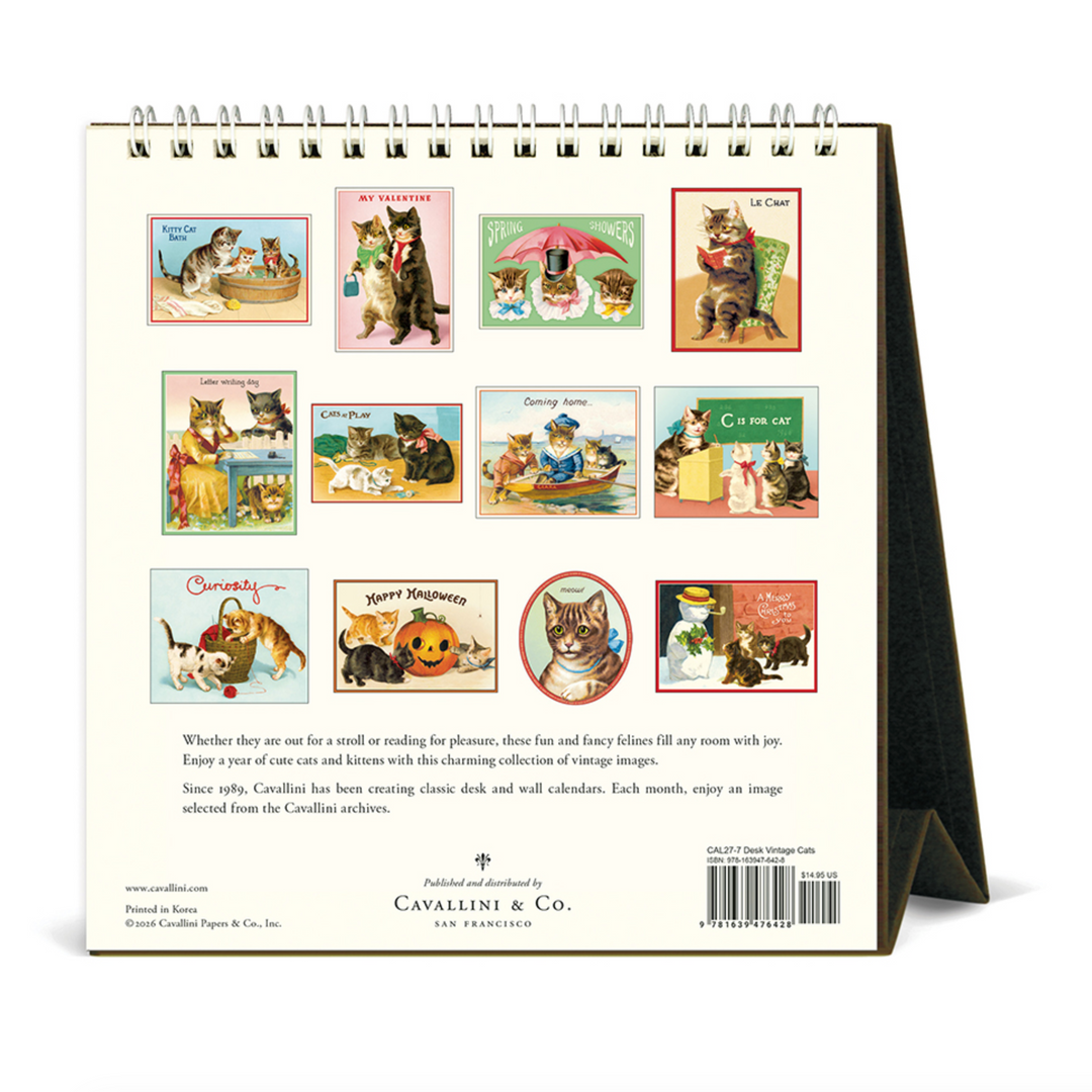 Cavallini Desk Calendar - Vintage Cats (2027)