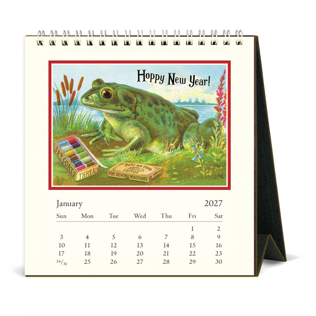 Cavallini Desk Calendar - Frogs & Friends (2027)